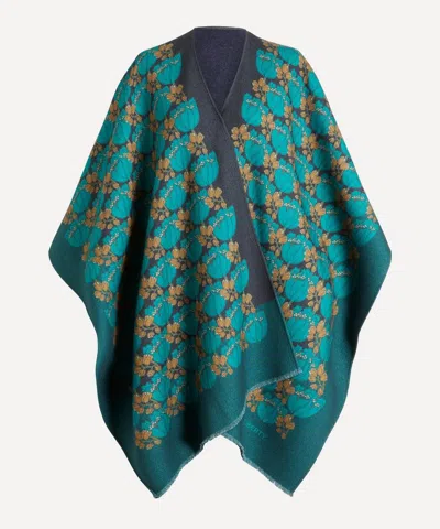 Liberty Women's Tudor Tulip 160x140 Wool Cape In Green