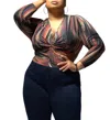 Libian Long Sleeve Bodysuit In Wine Multi In Purple