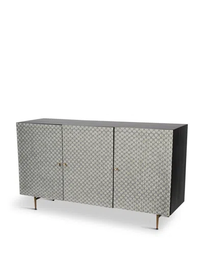 Libra Interiors Burgess Bone Inlay 3 Door Buffet Sideboard In Grey