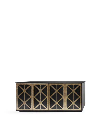 Libra Interiors Reeno Fretwork Buffet Sideboard Black In Gold