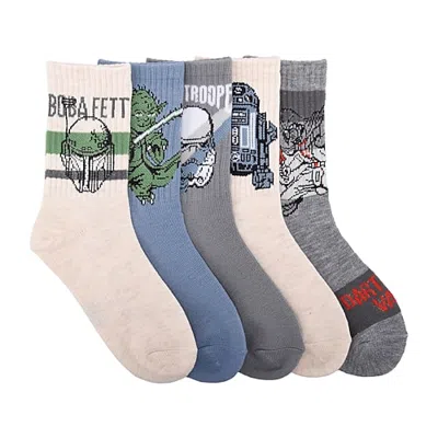 Licensed Properties Kids' Boys 5 Pair Crew Socks In Beige