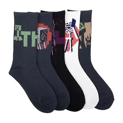 Licensed Properties Kids' Boys 5 Pair Crew Socks In Black