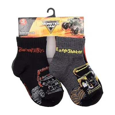 Licensed Properties Kids' Boys 6 Pair Quarter Ankle Socks In Black