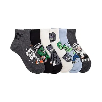 Licensed Properties Kids' Boys 6 Pair Quarter Ankle Socks In Black