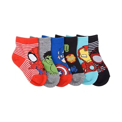 Licensed Properties Kids' Boys 6 Pair Quarter Ankle Socks In Red