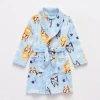 Licensed Properties Boys Plush Long Sleeve Mid Length Bluey Robe In Blue