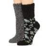 Licensed Properties Cozy Crew Womens Multi-pack 2 Pair Slipper Socks In Black