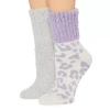 Licensed Properties Cozy Crew Womens Multi-pack 2 Pair Slipper Socks In Purple
