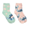 Licensed Properties Cozy Womens 2 Pair Lilo & Stitch Crew Socks In Blue