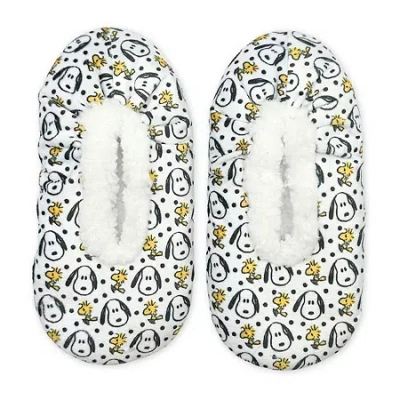 Licensed Properties Fuzzy Womens 1 Pair Peanuts Snoopy Slipper Socks In White