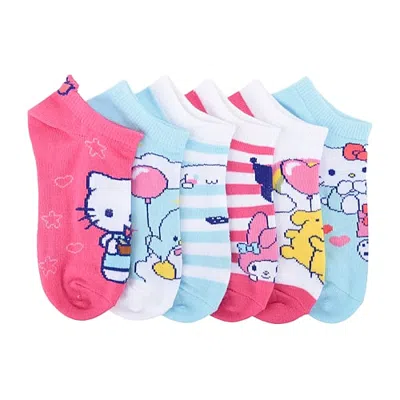 Licensed Properties Kids' Girls 6 Pair Hello Kitty No Show Socks In Pink