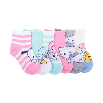 Licensed Properties Babies' Girls 6 Pair Hello Kitty Quarter Ankle Socks In Pink