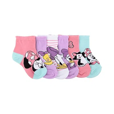 Licensed Properties Babies' Girls 6 Pair Minnie Mouse Quarter Ankle Socks In Pink