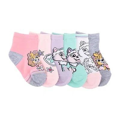 Licensed Properties Babies' Girls 6 Pair Paw Patrol Quarter Ankle Socks In Pink