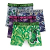 Licensed Properties Little & Big Kid Boys Minecraft 4 Pack Boxer Briefs Babp2439 In Green