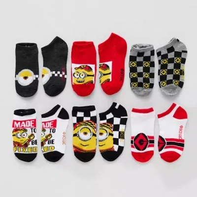 Licensed Properties Little & Big Kid Boys Multi-pack 6 Pair Despicable Me No Show Socks