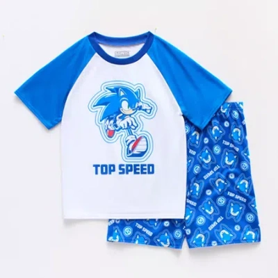 Licensed Properties Little & Big Kid Boys Sonic The Hedgehog Crew Neck Short Sleeve 2-pc. Pajama Set In Blue