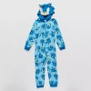 Licensed Properties Little & Big Kid Boys Sonic The Hedgehog Fleece Hooded Long Sleeve One Piece Pajama In Blue