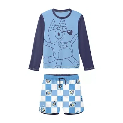 Licensed Properties Little & Big Kid Boys Uv Protection Bluey 2-pc. Rash Guard Set