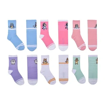 Licensed Properties Little & Big Kid Girls 6 Pair Bluey Crew Socks In Multi