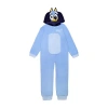 Licensed Properties Little & Big Kid Girls Bluey Fleece Hooded Long Sleeve One Piece Pajama In Blue