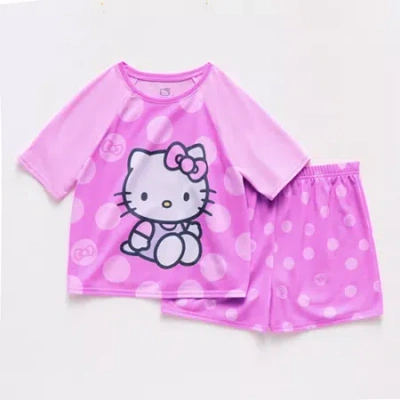 Licensed Properties Little & Big Kid Girls Hello Kitty Crew Neck Short Sleeve 2-pc. Pajama Set In Pink