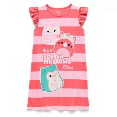 Licensed Properties Little & Big Kid Girls Squishmallows Crew Neck Short Sleeve Pajama Set In Pink
