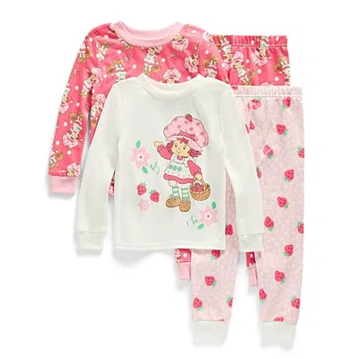 Licensed Properties Little & Big Kid Girls Strawberry Shortcake Crew Neck Long Sleeve 4-pc. Pajama Set In Red