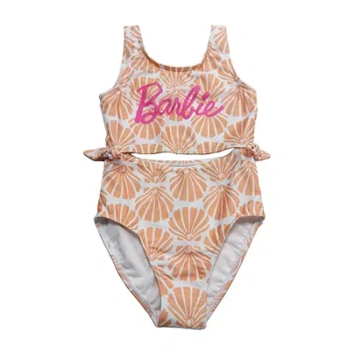 Licensed Properties Kids' Little Girls Barbie Sleeveless One Piece Swimsuit In Brown