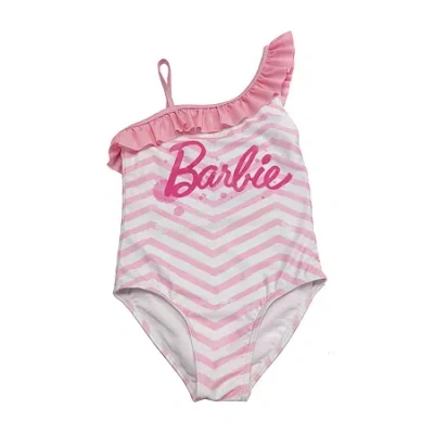 Licensed Properties Kids' Little Girls Barbie Sleeveless One Piece Swimsuit In Pink