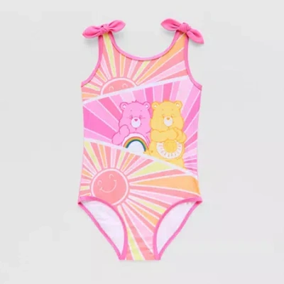 Licensed Properties Kids' Little Girls Care Bears One Piece Swimsuit In Multi