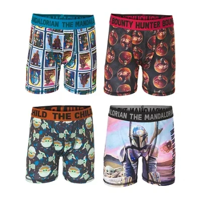 Licensed Properties Mandalorian Big Kid Boys Star Wars 4 Pack Boxer Briefs Bbp5039 In Multi