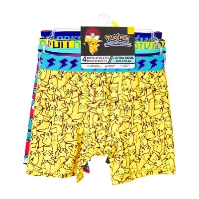 Licensed Properties Pokemon Big Kid Boys 4 Pair Boxer Briefs In Yellow