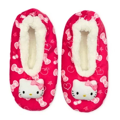 Licensed Properties Pom Head Womens 1 Pair Hello Kitty Slipper Socks In Pink
