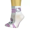 Licensed Properties Ribbed Womens 2 Pair Hello Kitty Crew Socks In White