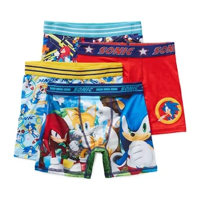 Licensed Properties Sonic The Hedgehog Boys 4 Pair Boxer Briefs - Big Kid In Multi