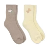 Licensed Properties Supersoft Womens 2 Pair Peanuts Snoopy Crew Socks In Brown