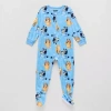 Licensed Properties Toddler Boys Bluey Microfleece Hooded Long Sleeve Footed Pajamas In Blue