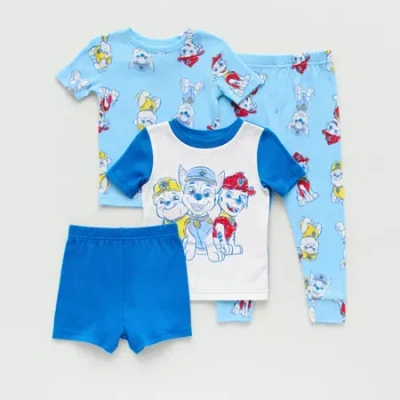 Licensed Properties Babies' Toddler Boys Paw Patrol Crew Neck Short Sleeve 4-pc. Pajama Set In Blue