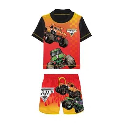 Licensed Properties Babies' Toddler Boys Uv Protection Monster Jam 2-pc. Rash Guard Set In Multi