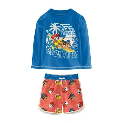 Licensed Properties Babies' Toddler Boys Uv Protection Paw Patrol 2-pc. Rash Guard Set In Blue