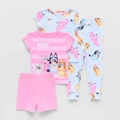 Licensed Properties Babies' Toddler Girls Bluey Crew Neck Short Sleeve 4-pc. Pajama Set In Pink