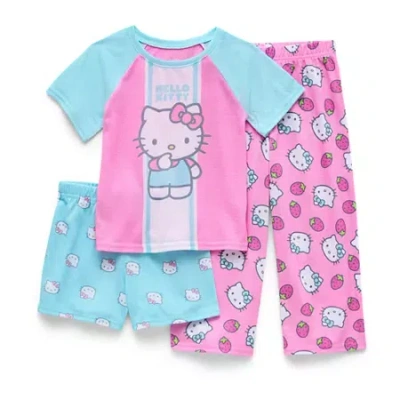 Licensed Properties Babies' Toddler Girls Hello Kitty Crew Neck Short Sleeve 3-pc. Pajama Set In Blue