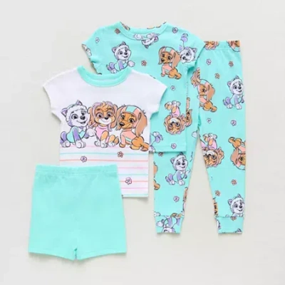 Licensed Properties Babies' Toddler Girls Paw Patrol Crew Neck Short Sleeve 4-pc. Pajama Set In Green