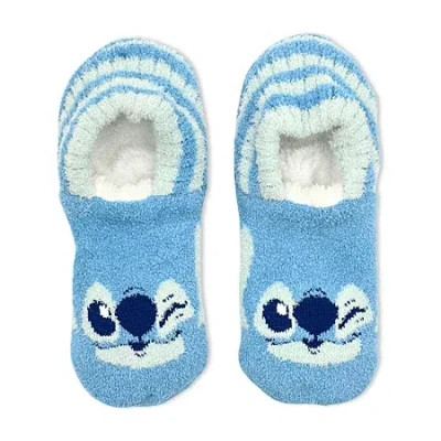 Licensed Properties Womens 1 Pair Lilo & Stitch Slipper Socks In Blue