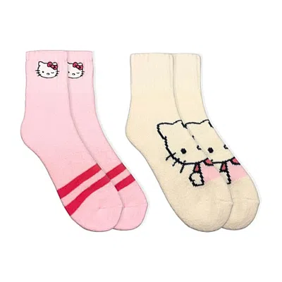 Licensed Properties Womens 2 Pair Hello Kitty Crew Socks In Pink