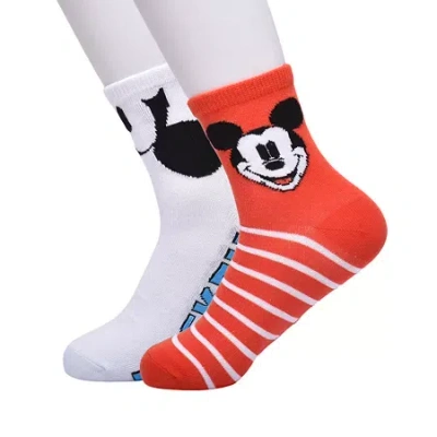 Licensed Properties Womens 2 Pair Mickey Mouse Crew Socks In Red