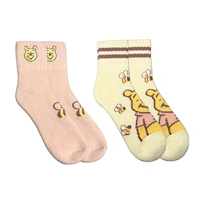 Licensed Properties Womens 2 Pair Winnie The Pooh Crew Socks In Brown