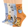 Licensed Properties Womens 5 Pair Winnie The Pooh Crew Socks In Blue