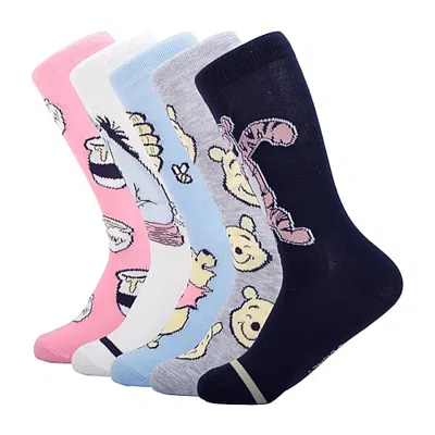 Licensed Properties Womens 5-pc. Winnie The Pooh Crew Socks In Blue